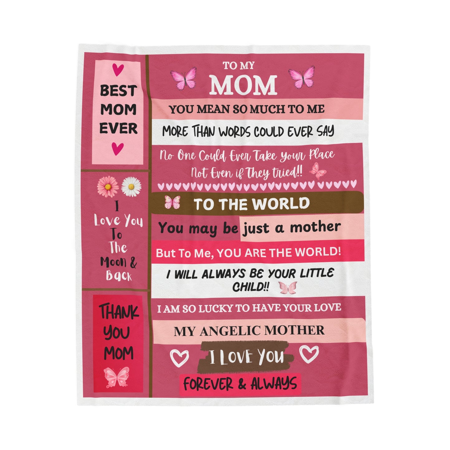 To My Mom Velveteen Plush Blanket | Mom Blanket 50 x 60