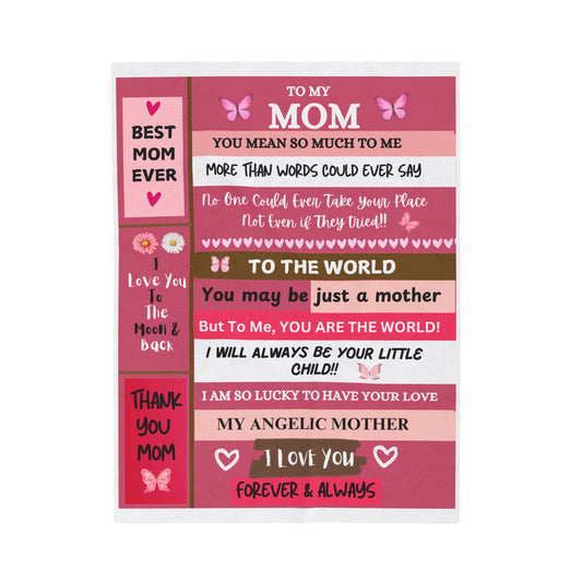 To My Mom Velveteen Plush Blanket | Mom Blanket 30 x 40