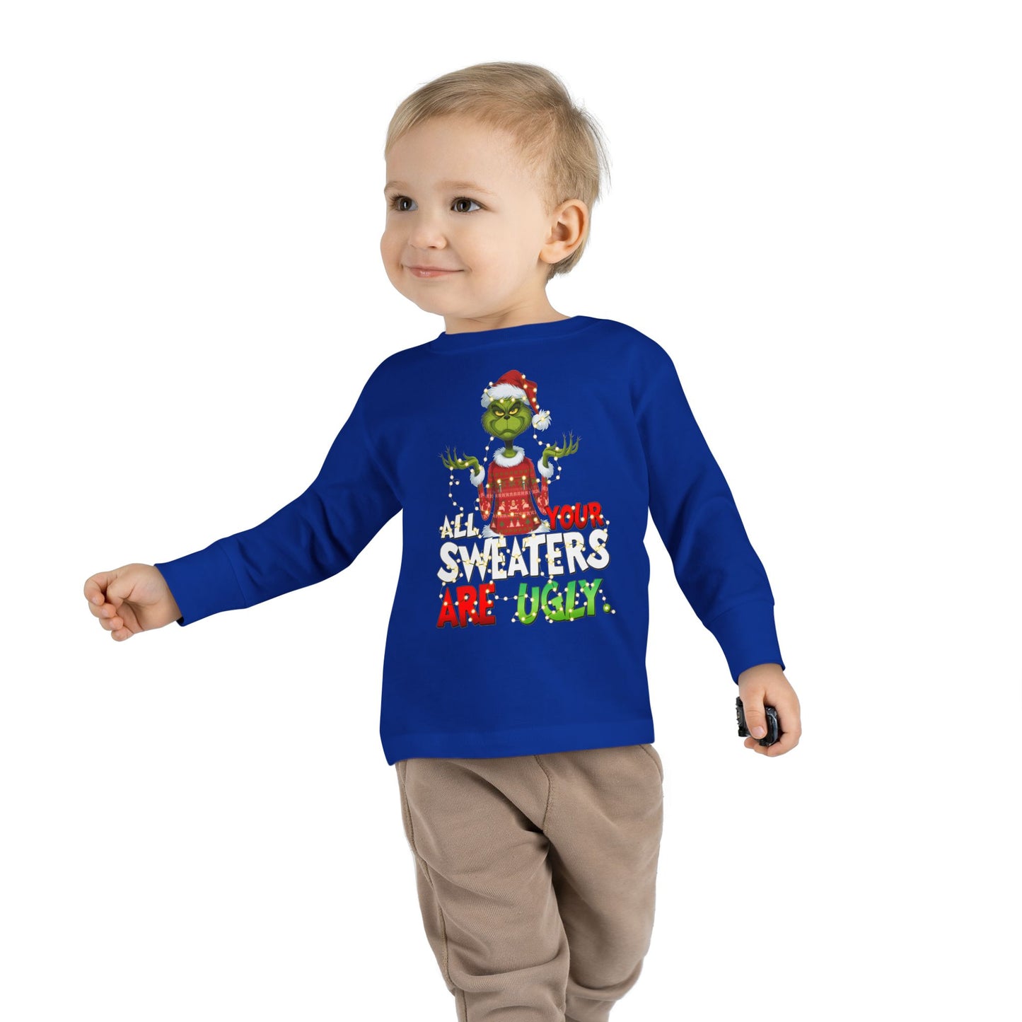 Toddler Christmas Long Sleeve Tee with Grinch - All Your Sweaters are Ugly