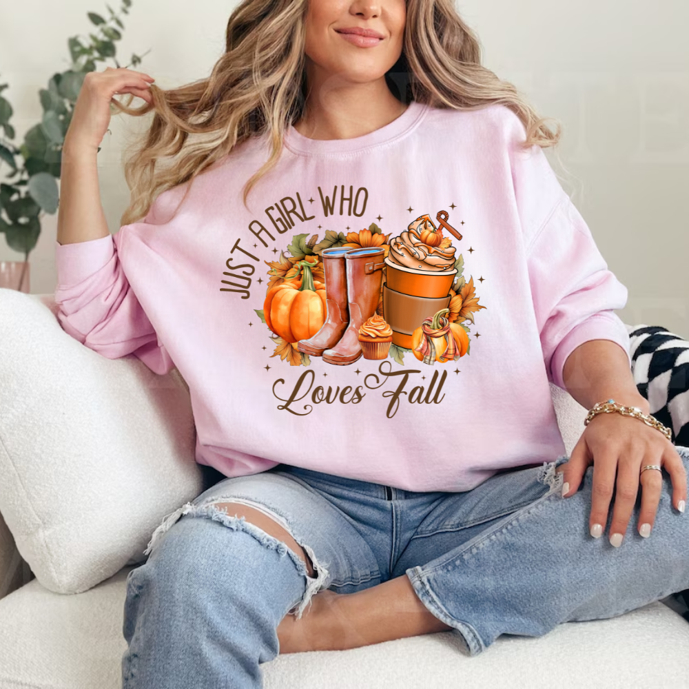 A Girl Who Loves Fall Sweatshirt | Women's Gildan Sweatshirt Fall Season