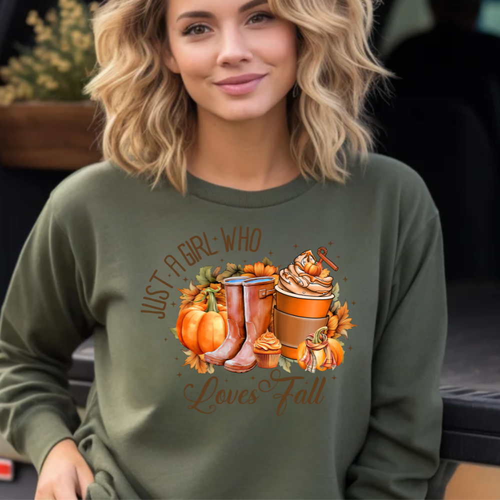 A Girl Who Loves Fall Sweatshirt | Women's Gildan Sweatshirt Fall Season