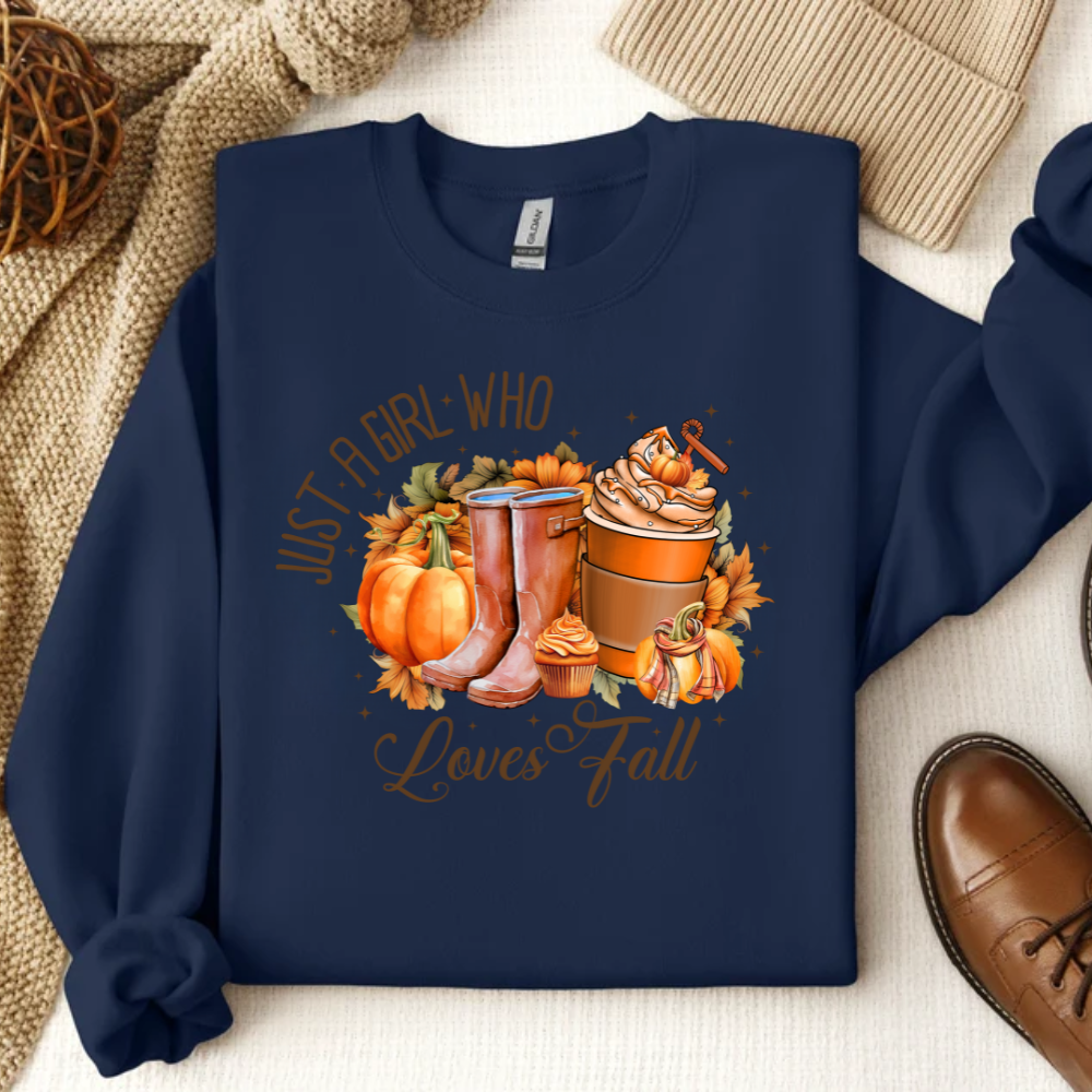 A Girl Who Loves Fall Sweatshirt | Women's Gildan Sweatshirt Fall Season