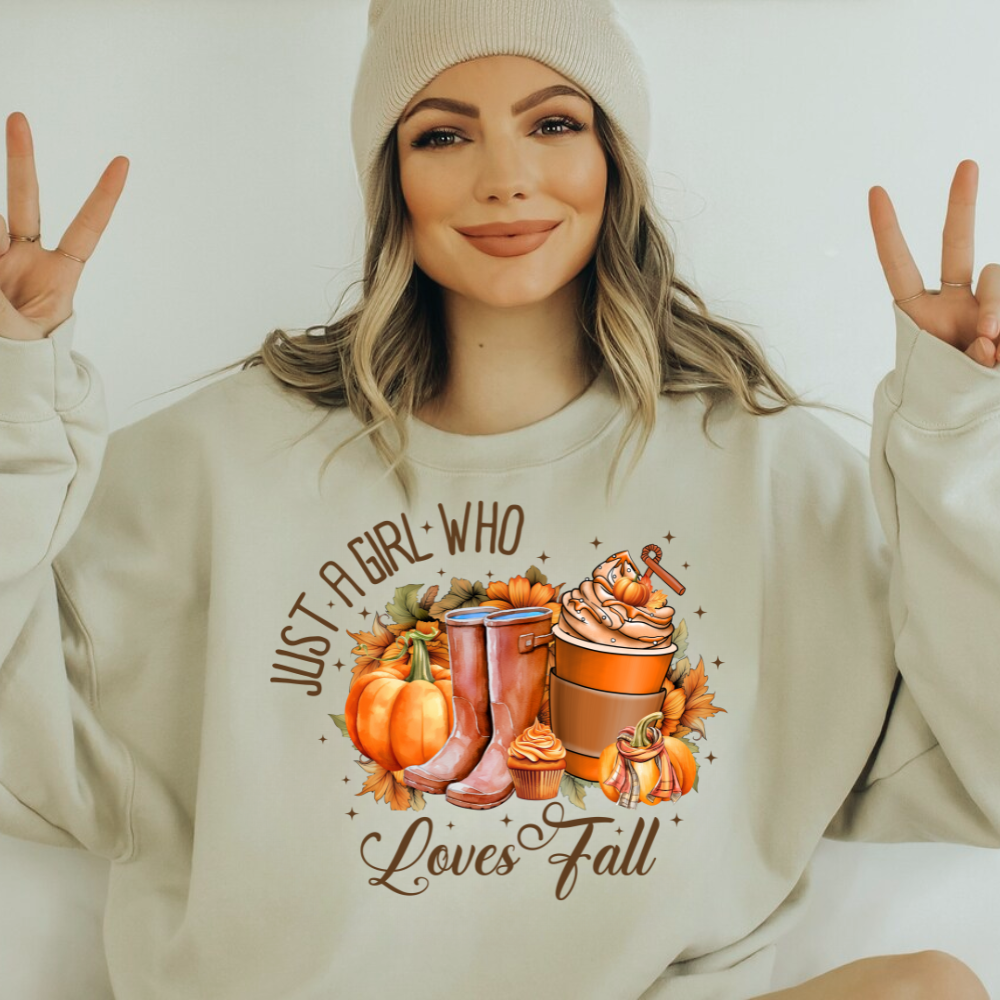 A Girl Who Loves Fall Sweatshirt | Women's Gildan Sweatshirt Fall Season