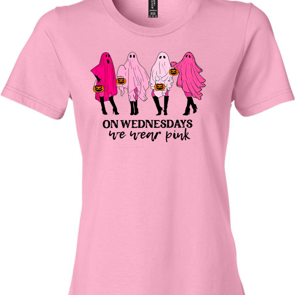 On Wednesdays We Wear Pink Halloween T Shirt | Breast Cancer Awareness Month