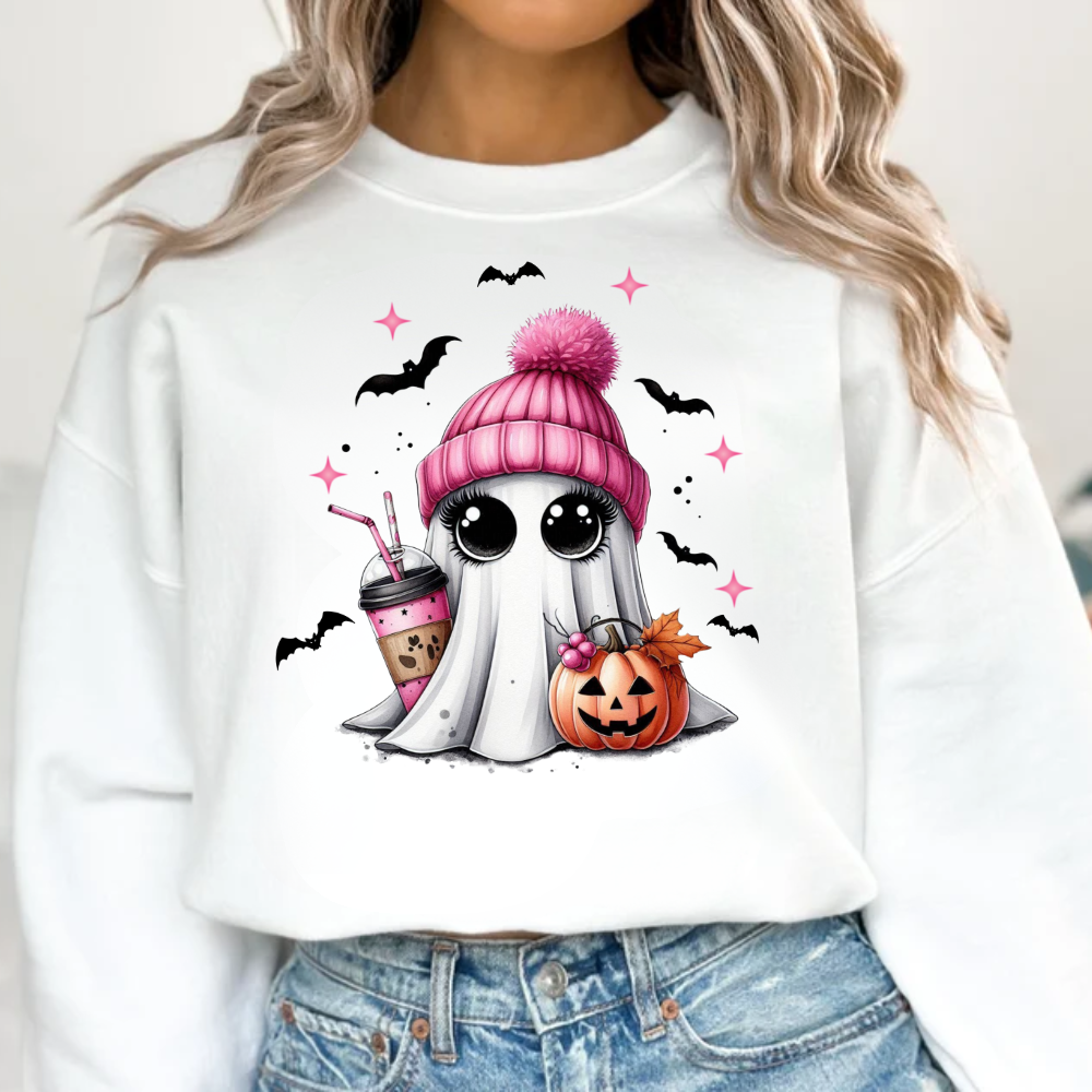 Cute Girl Ghost Halloween Sweatshirt | Ghost Halloween Sweater