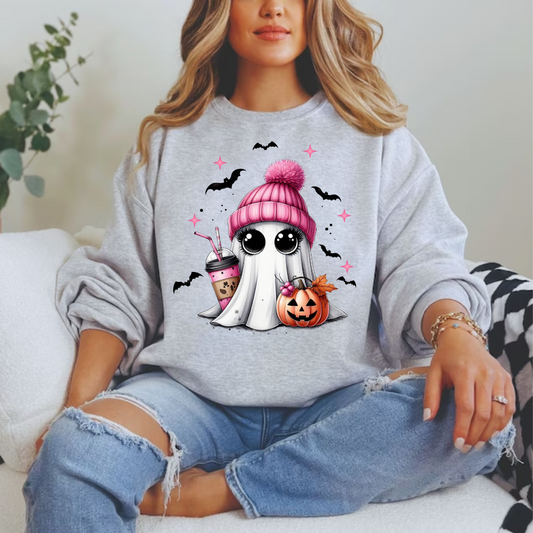 Cute Girl Ghost Halloween Sweatshirt | Ghost Halloween Sweater