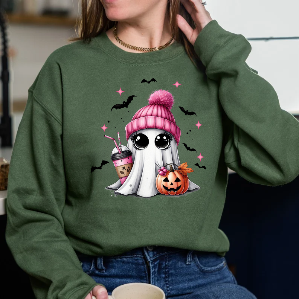 Cute Girl Ghost Halloween Sweatshirt | Ghost Halloween Sweater