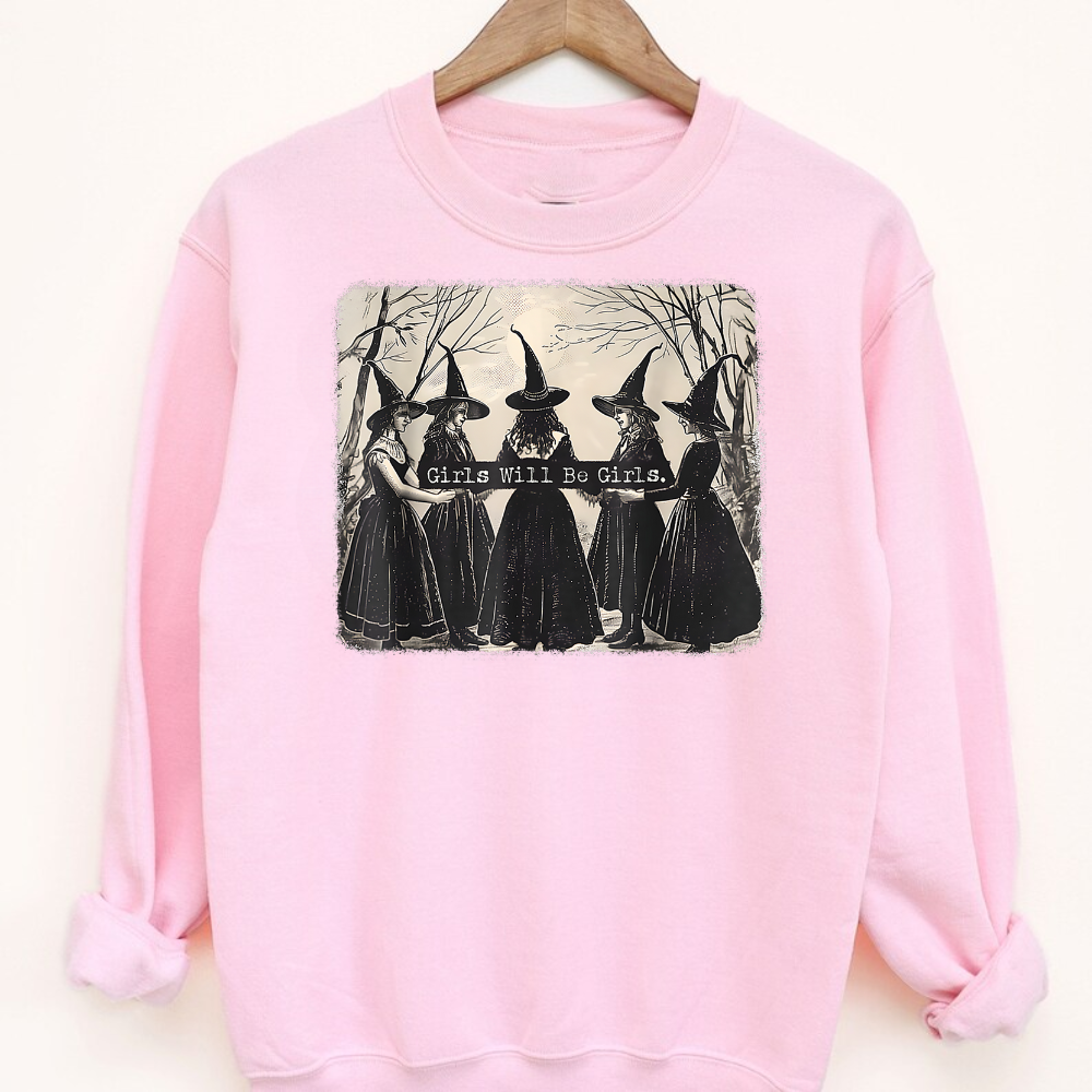 Witches Halloween Sweatshirt | Girls Will Be Girl's Halloween Sweatshirt