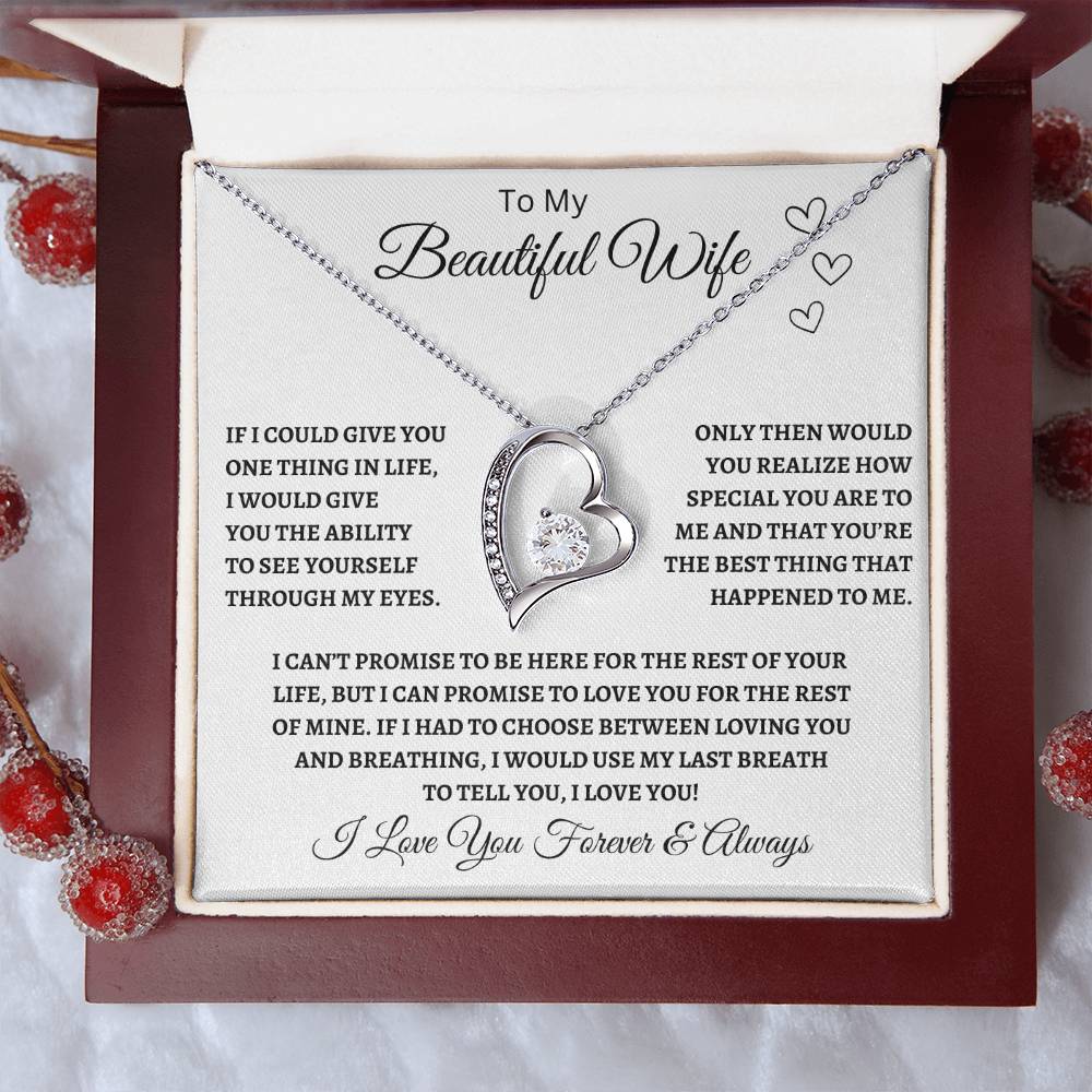 To My Beautiful Wife Forever Love Necklace | I Love You Always Wife Pendant  |