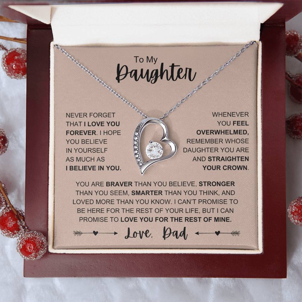 To My Daughter Forever Love Necklace From Dad | Daughter Gift From Dad I Love You Forever (G)