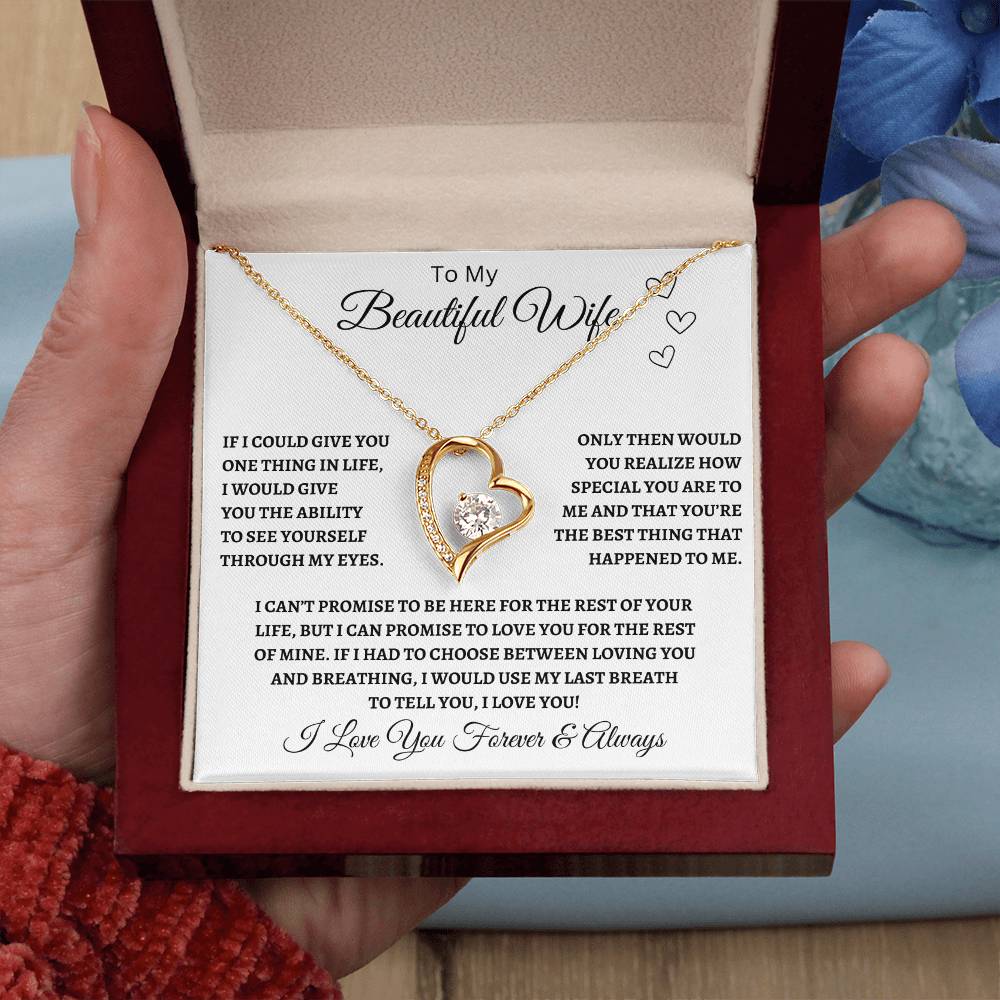 To My Beautiful Wife Forever Love Necklace | I Love You Always Wife Pendant  |