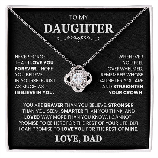 To My Daughter Love Knot Necklace | To Daughter From Dad | Straighten Your Crown Message