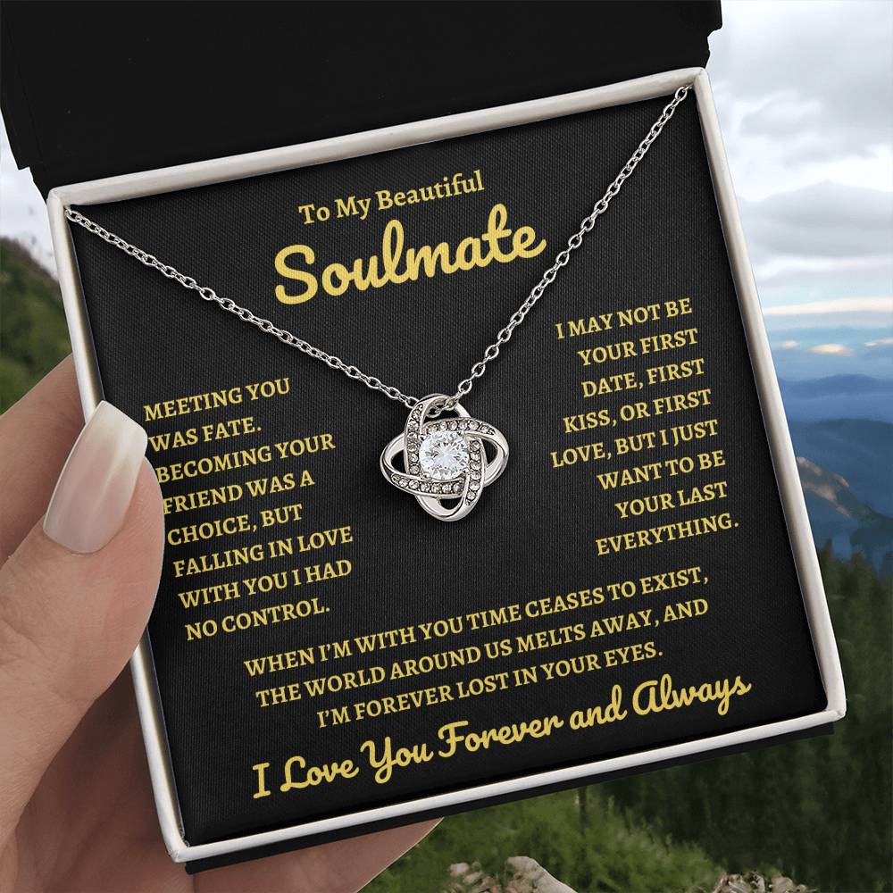 To My Beautiful Soulmate Love Knot Necklace | Love Knot Pendant For Soulmate | I Love You Forever Necklace