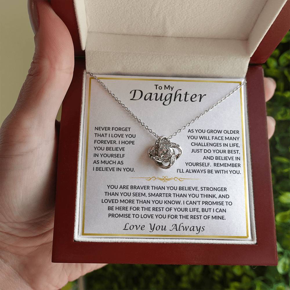 To My Daughter Love Knot Necklace | Love Knot Necklace To Daughter Love You Always | Gold Border