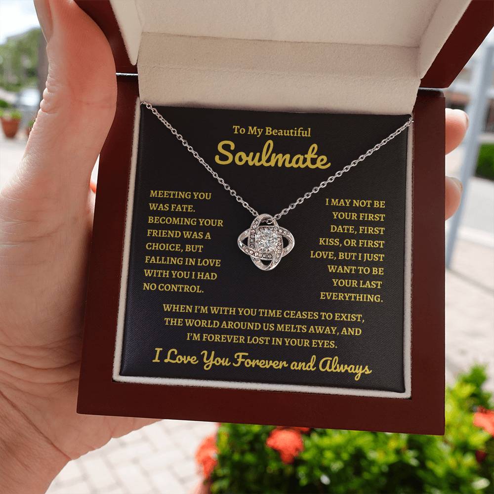 To My Beautiful Soulmate Love Knot Necklace | Love Knot Pendant For Soulmate | I Love You Forever Necklace