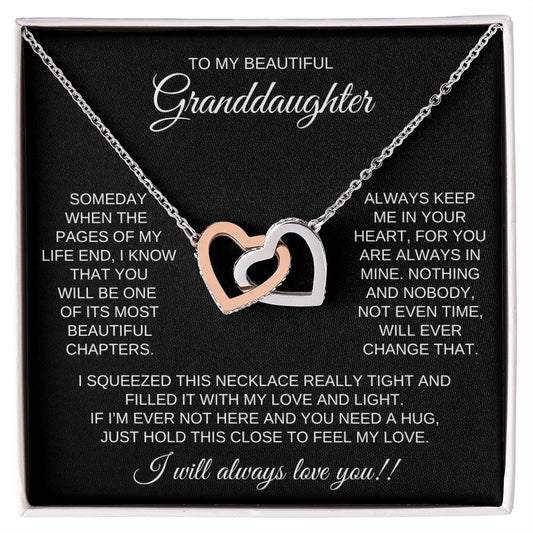 To My Beautiful Granddaughter Interlocking Heart necklace | I Love You Forever Pendant For My Beautiful Granddaughter | I Will Always Love You Necklace