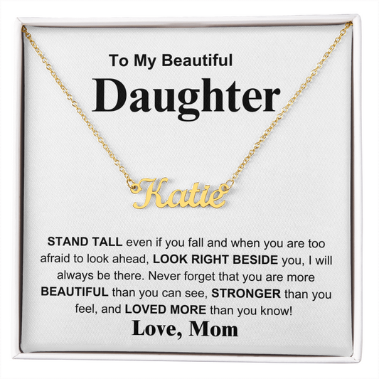 To My Beautiful Daughter Custom Name Necklace | Daughter Name Plate | Love Mom