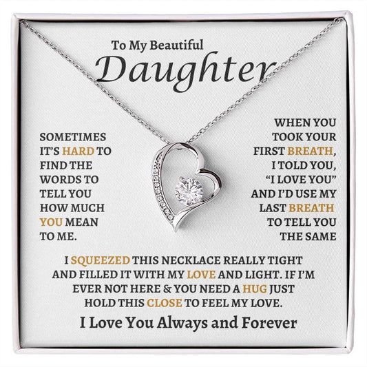 To My Beautiful Daughter Forever Love Necklace | Heart Shape Necklace For Daughter