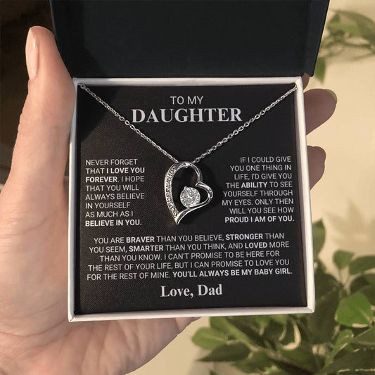 To My Daughter Forever Love Necklace | I Love You Necklace For Daughter | (Love Dad)