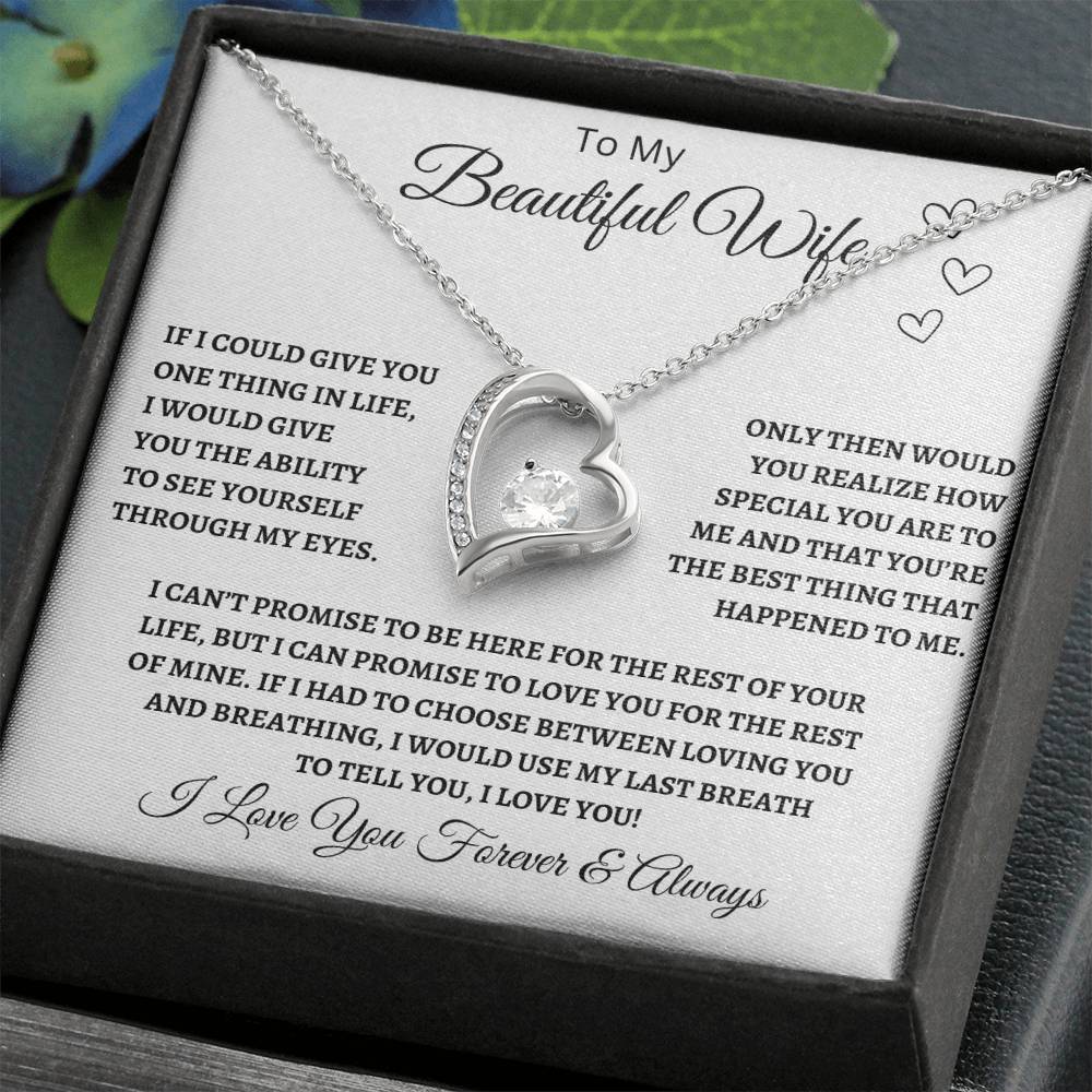 To My Beautiful Wife Forever Love Necklace | I Love You Always Wife Pendant  |