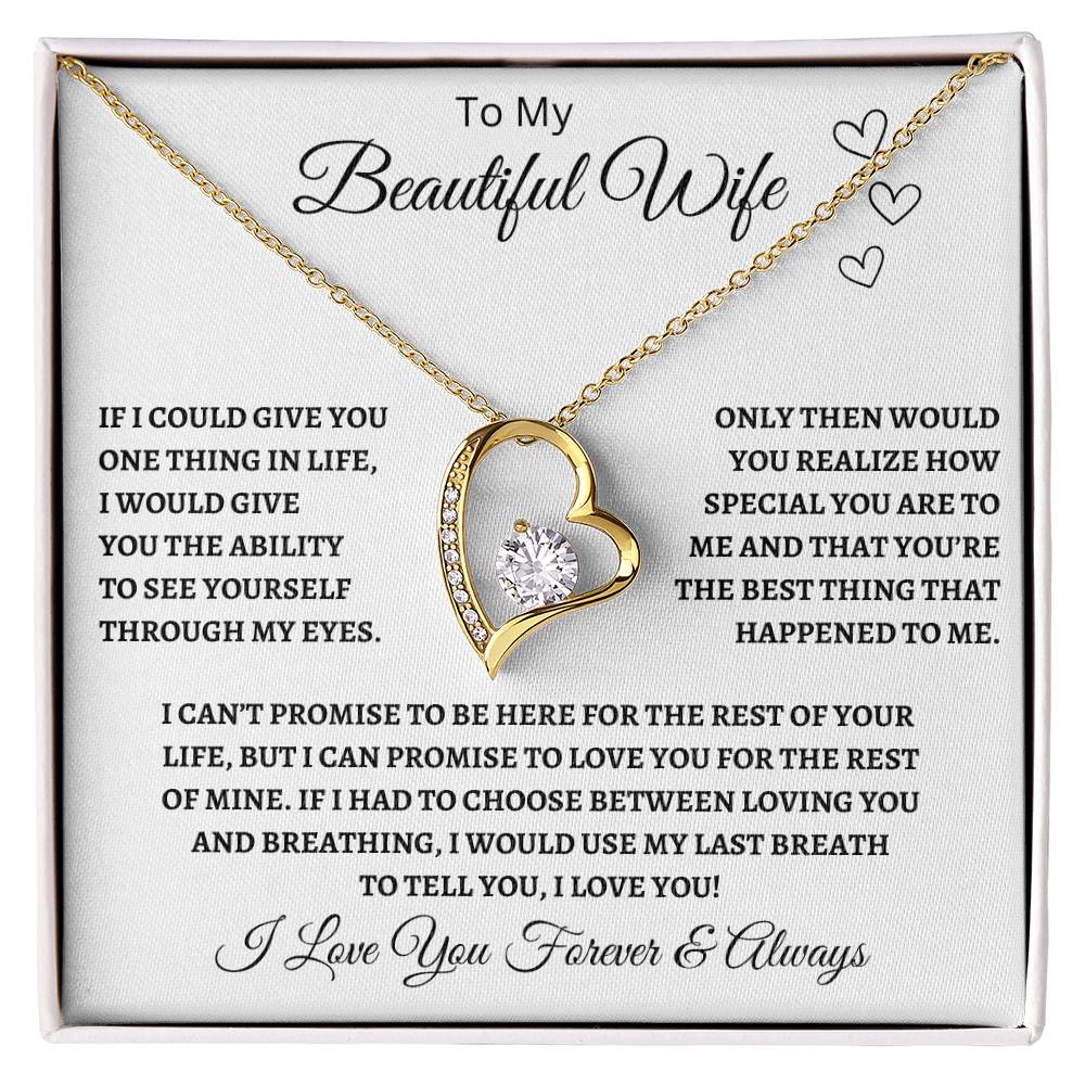 To My Beautiful Wife Forever Love Necklace | I Love You Always Wife Pendant  |