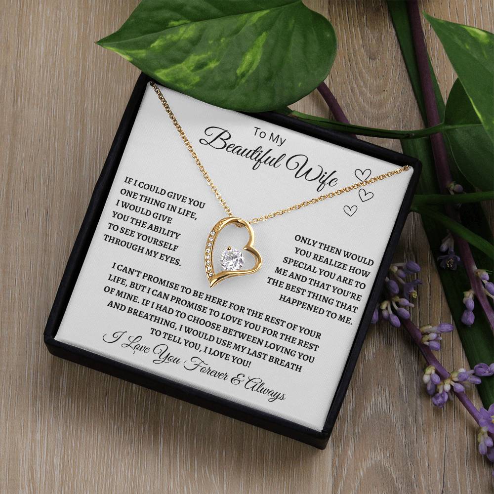 To My Beautiful Wife Forever Love Necklace | I Love You Always Wife Pendant  |