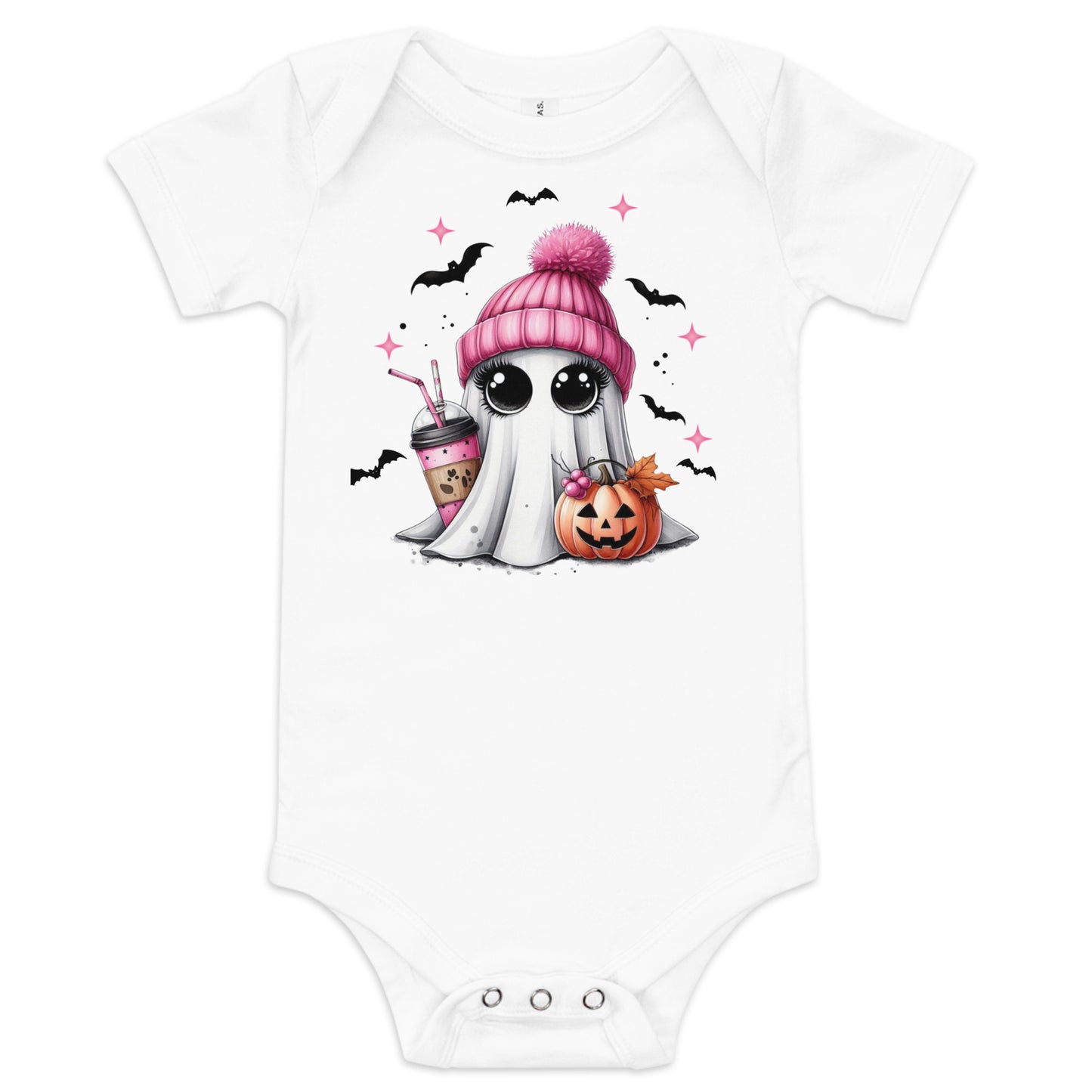 Baby Short Sleeve Cute Halloween Ghost One Piece Suit | Baby Halloween Wear